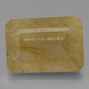 Cuarzo rutilado amarillo natural de 34,58 ct, corte esmeralda, translúcido