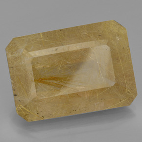 Cuarzo rutilado amarillo natural de 34,58 ct, corte esmeralda, translúcido