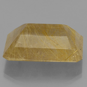 Cuarzo rutilado amarillo natural de 34,58 ct, corte esmeralda, translúcido