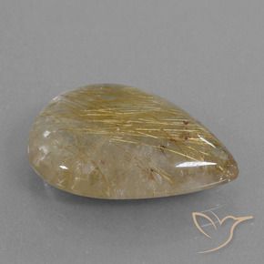 Cuarzo rutilo Dorado medio natural de 13.25 ct, En forma de pera, Transparente