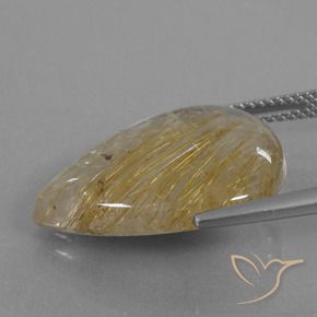 Cuarzo rutilo Dorado medio natural de 13.25 ct, En forma de pera, Transparente
