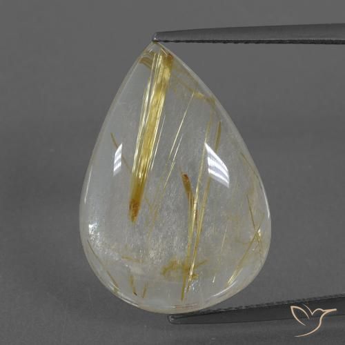 13.86ct Natural Amarillo terroso Cuarzo rutilo, En forma de pera, Transparente