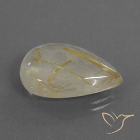 Cuarzo rutilo Amarillo terroso natural de 13.86 ct, En forma de pera, Transparente