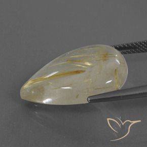 Cuarzo rutilo Amarillo terroso natural de 13.86 ct, En forma de pera, Transparente