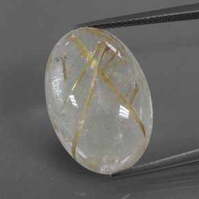 Cuarzo rutilado dorado natural de 18,47 ct, corte óvalo, transparente