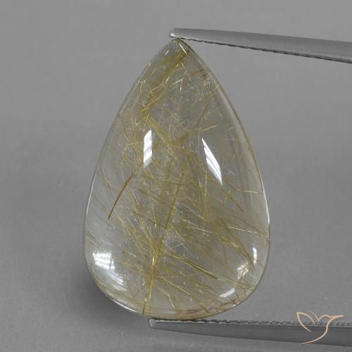 13.44ct Natural Marrón-dorado muy claro Cuarzo rutilo, En forma de pera, Transparente