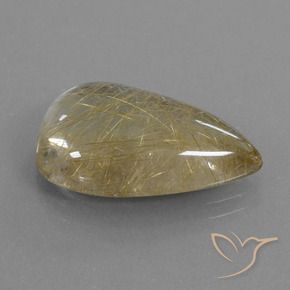 Cuarzo rutilo Marrón-dorado muy claro natural de 13.44 ct, En forma de pera, Transparente