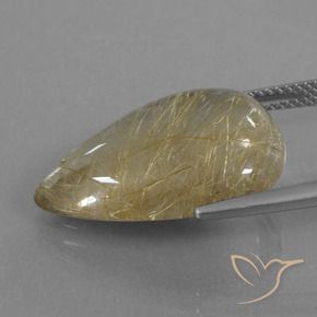 Cuarzo rutilo Marrón-dorado muy claro natural de 13.44 ct, En forma de pera, Transparente