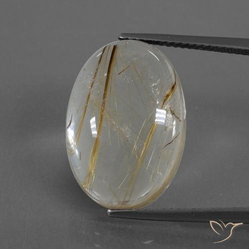 14.16ct Natural Marrón-dorado muy claro Cuarzo rutilo, Ovalada, Transparente