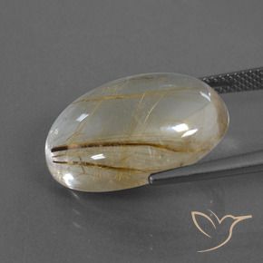 Cuarzo rutilo Marrón-dorado muy claro natural de 14.16 ct, Ovalada, Transparente