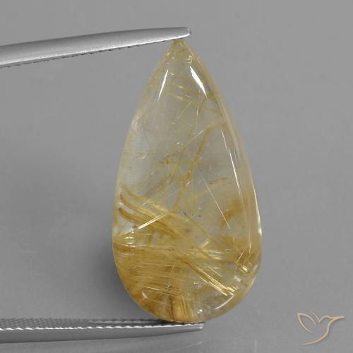 18.69ct Natural Dorado medio Cuarzo rutilo, En forma de pera, Transparente