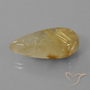 Cuarzo rutilo Dorado medio natural de 18.69 ct, En forma de pera, Transparente