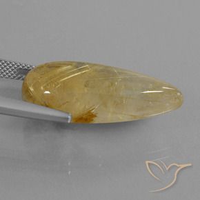 Cuarzo rutilo Dorado medio natural de 18.69 ct, En forma de pera, Transparente