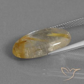 Cuarzo rutilo Marrón-dorado muy claro natural de 11.13 ct, Ovalada, Transparente
