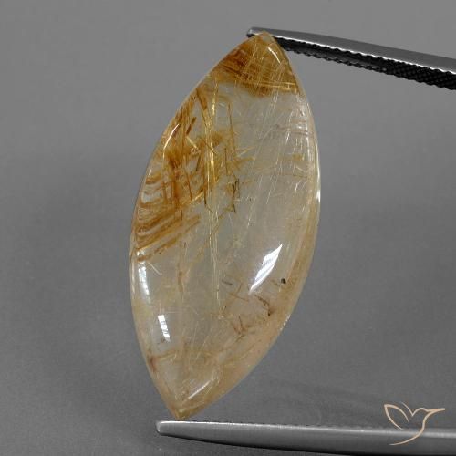 25.82ct Natural Marrón naranja Cuarzo rutilo, Marquesa, Transparente