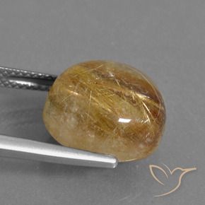 Cuarzo rutilo Marrón-dorado muy claro natural de 10.53 ct, Redondo, Translúcido