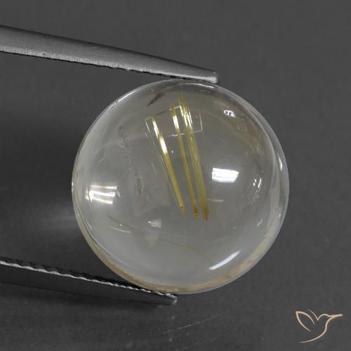 9.47ct Natural Amarillo pálido Cuarzo rutilo, Redondo, Transparente
