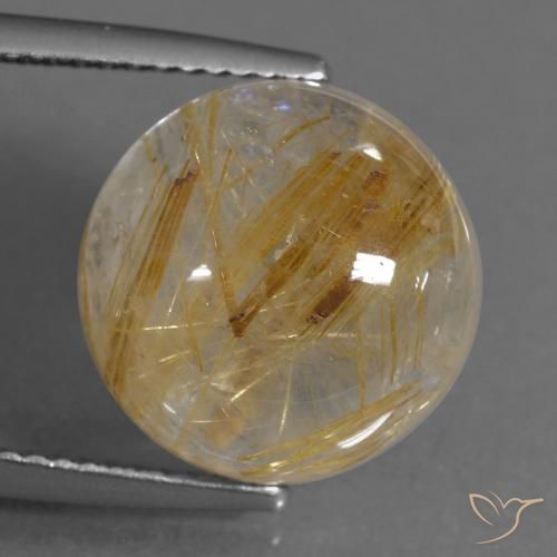 10.19ct Natural Marrón-dorado muy claro Cuarzo rutilo, Redondo, Transparente