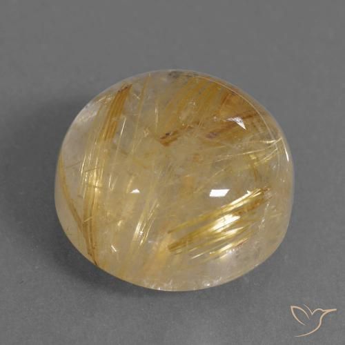 Cuarzo rutilo Marrón-dorado muy claro natural de 10.19 ct, Redondo, Transparente