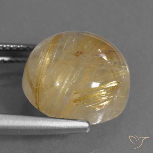 Cuarzo rutilo Marrón-dorado muy claro natural de 10.19 ct, Redondo, Transparente