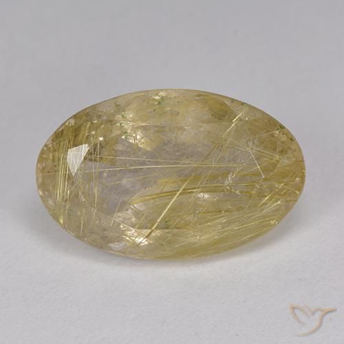 9.05ct Natural Marrón-dorado muy claro Cuarzo rutilo, Ovalada, Transparente