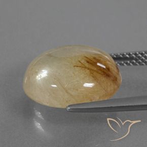 Cuarzo rutilo Marrón-dorado muy claro natural de 7.04 ct, Redondo, Transparente