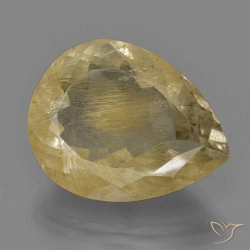 24.15ct Natural Amarillo cálido Cuarzo rutilo, En forma de pera, Transparente