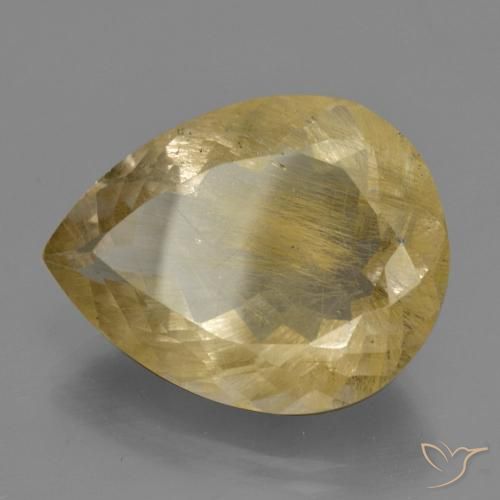 Cuarzo rutilo Amarillo cálido natural de 24.15 ct, En forma de pera, Transparente