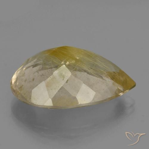 Cuarzo rutilo Amarillo cálido natural de 24.15 ct, En forma de pera, Transparente