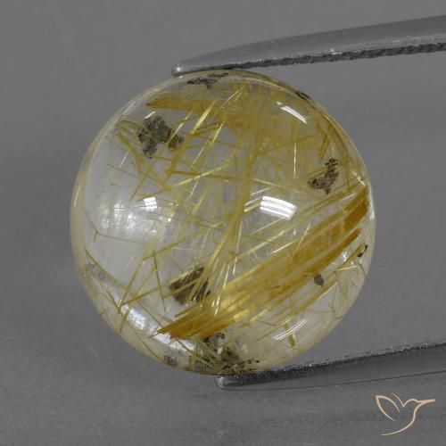 8.90ct Natural Marrón-dorado muy claro Cuarzo rutilo, Redondo, Transparente