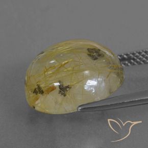 Cuarzo rutilo Marrón-dorado muy claro natural de 8.90 ct, Redondo, Transparente