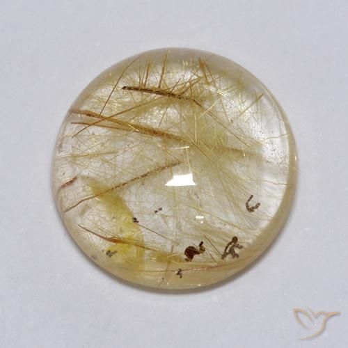 7.49ct Natural Marrón-dorado muy claro Cuarzo rutilo, Redondo, Transparente