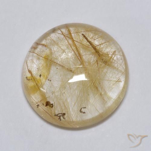 Cuarzo rutilo Marrón-dorado muy claro natural de 7.49 ct, Redondo, Transparente