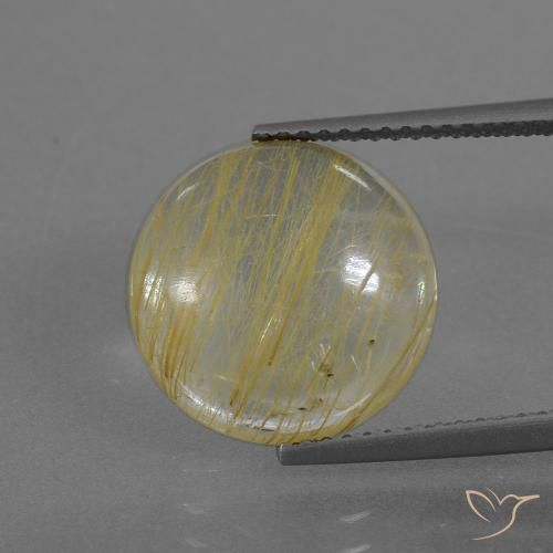 5.50ct Natural Amarillo pálido Cuarzo rutilo, Redondo, Transparente