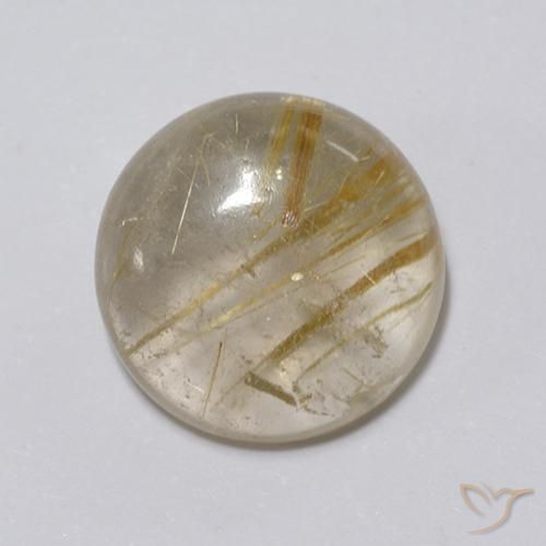 Cuarzo rutilo Marrón-dorado muy claro natural de 6.24 ct, Redondo, Transparente