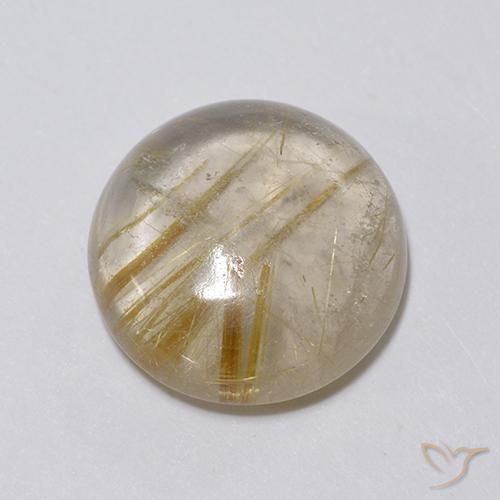 Cuarzo rutilo Marrón-dorado muy claro natural de 6.24 ct, Redondo, Transparente