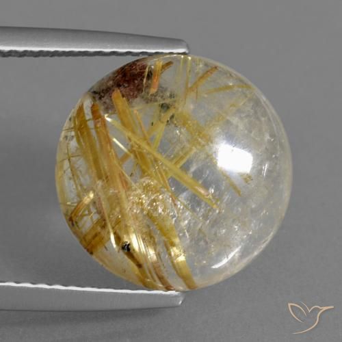 6.12ct Natural Marrón-dorado muy claro Cuarzo rutilo, Redondo, Transparente