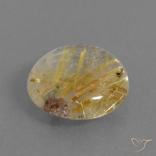 Cuarzo rutilo Marrón-dorado muy claro natural de 6.12 ct, Redondo, Transparente