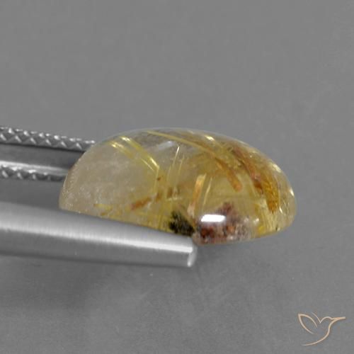 Cuarzo rutilo Marrón-dorado muy claro natural de 6.12 ct, Redondo, Transparente