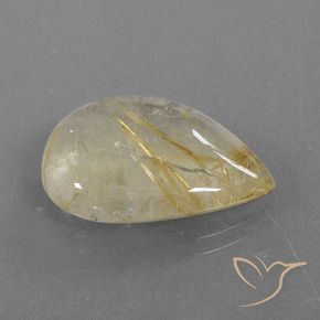 Cuarzo rutilo Marrón-dorado muy claro natural de 13.55 ct, En forma de pera, Transparente