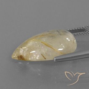 Cuarzo rutilo Marrón-dorado muy claro natural de 13.55 ct, En forma de pera, Transparente