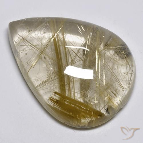 Cuarzo rutilo Marrón-dorado muy claro natural de 17.23 ct, En forma de pera, Transparente