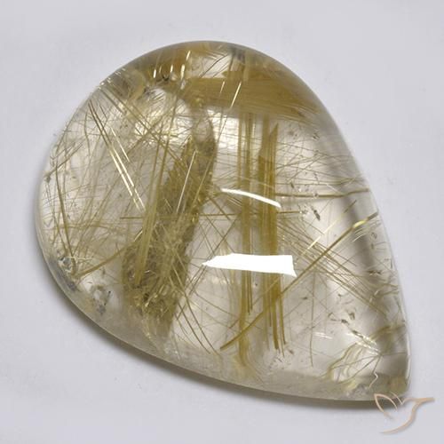 Cuarzo rutilo Marrón-dorado muy claro natural de 17.23 ct, En forma de pera, Transparente