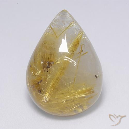 16.01ct Natural Dorado medio Cuarzo rutilo, En forma de pera, Translúcido