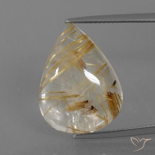 14.70ct Natural Marrón-dorado muy claro Cuarzo rutilo, En forma de pera, Transparente
