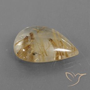 Cuarzo rutilo Marrón-dorado muy claro natural de 14.70 ct, En forma de pera, Transparente
