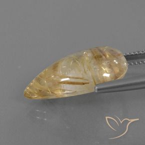 Cuarzo rutilo Marrón-dorado muy claro natural de 14.70 ct, En forma de pera, Transparente