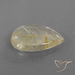 Cuarzo rutilo Amarillo toscana natural de 12.47 ct, En forma de pera, Transparente