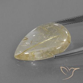 Cuarzo rutilo Amarillo toscana natural de 12.47 ct, En forma de pera, Transparente