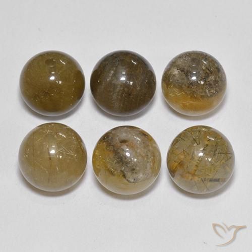 Gemas de Cuarzo rutilo Marrón medio natural de 21.41 ct, Esfera / Bola, Translúcido